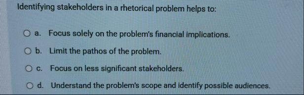 Identifying stakeholders in a rhetorical problem