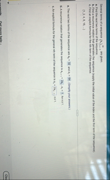 Several terms of a sequence { a n } n = 1 are
