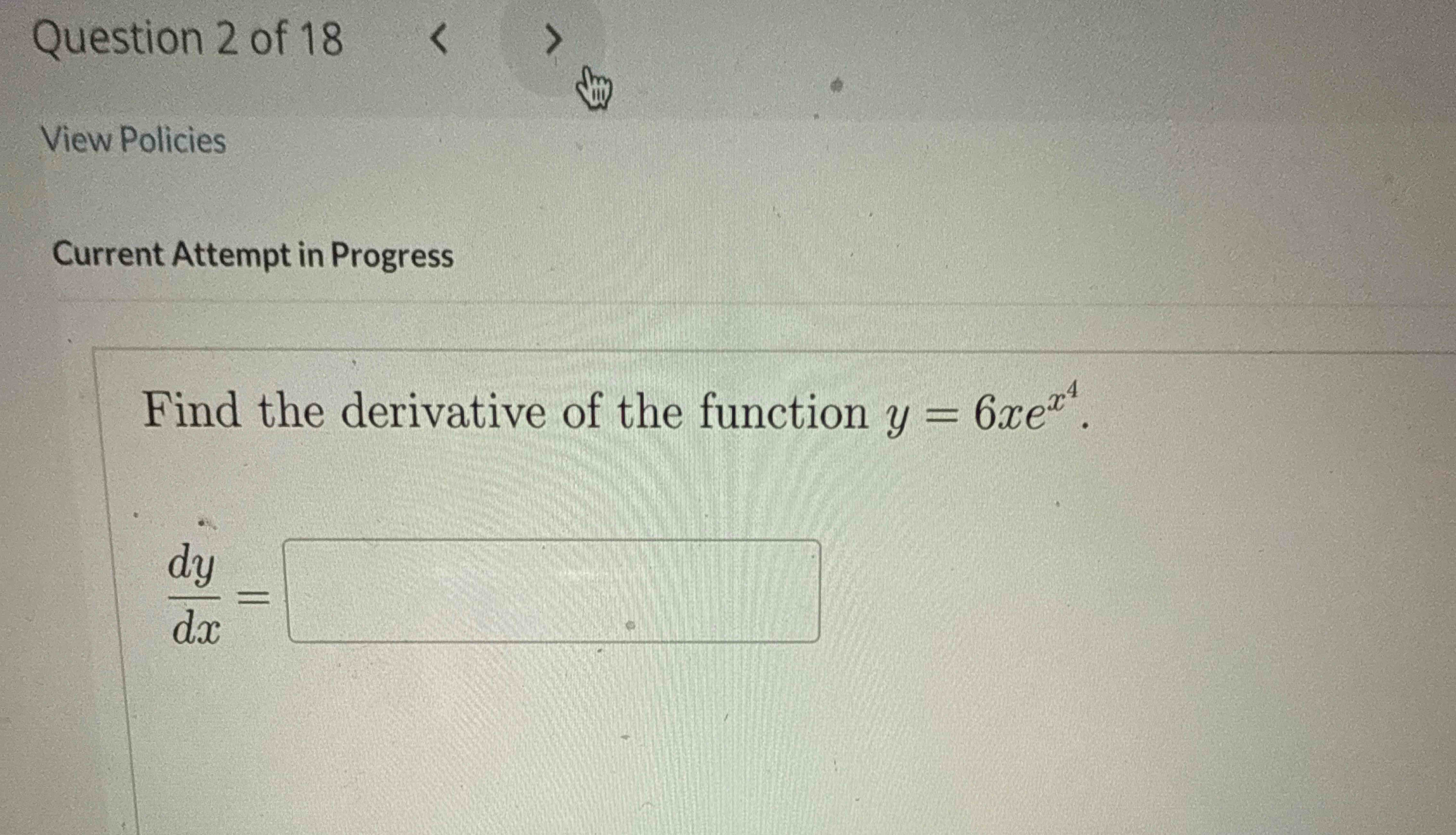 Find the derivative o f the function y = 6 x e x