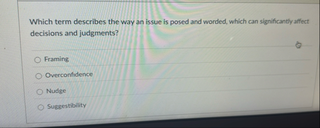 Which term describes the way an issue is posed