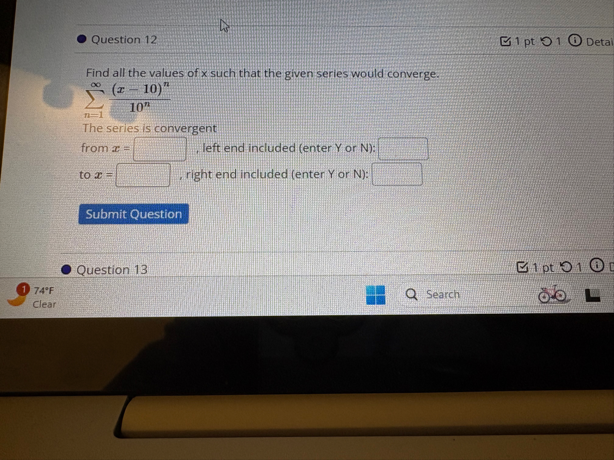 Question 1 2 1 pt 5 1 Detai Find all the values