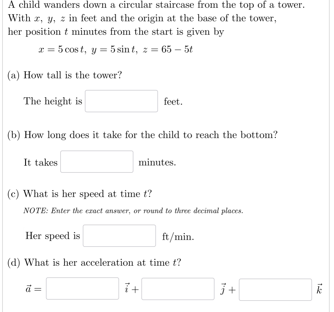 A child wanders down a circular staircase from