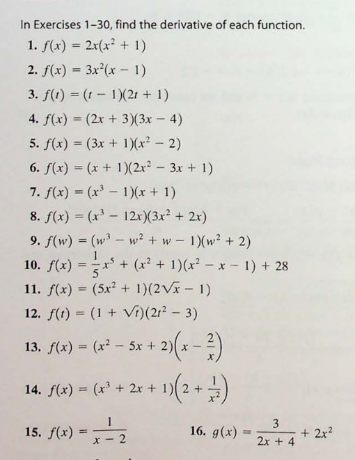 I n Exercises 1 - 3 0 , find the derivative o f