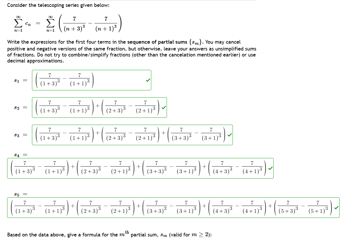 Consider the telescoping series given below: n =