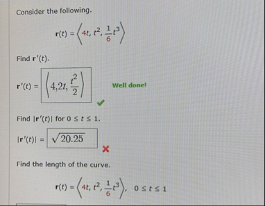 Consider the following. r ( t ) = ( : 4 t , t 2 ,