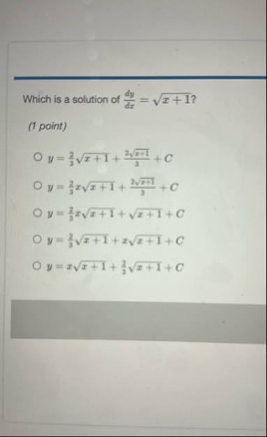 Which is a solution of d y d x = x 1 2 ? ( 1