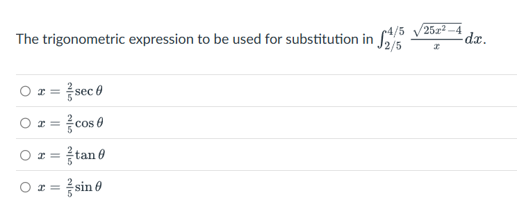 The trigonometric expression t o b e used for