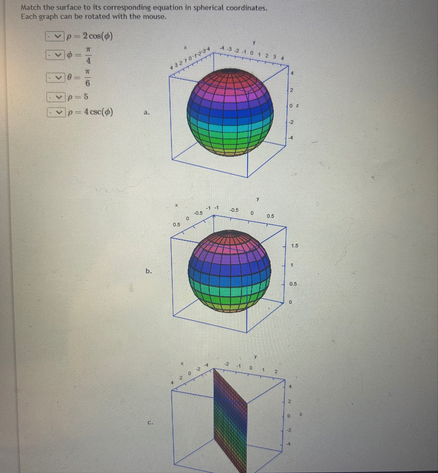 Match the surface to its corresponding equation