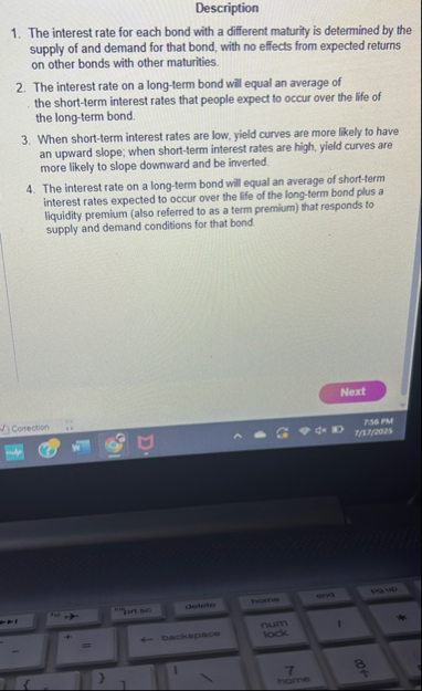 Description The interest rate for each bond with