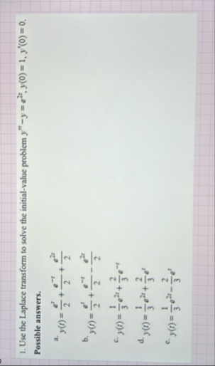 Use the Laplace transform to solve the initial -