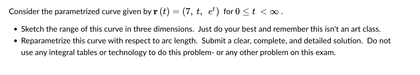 Consider the parametrized curve given b y r ( t )