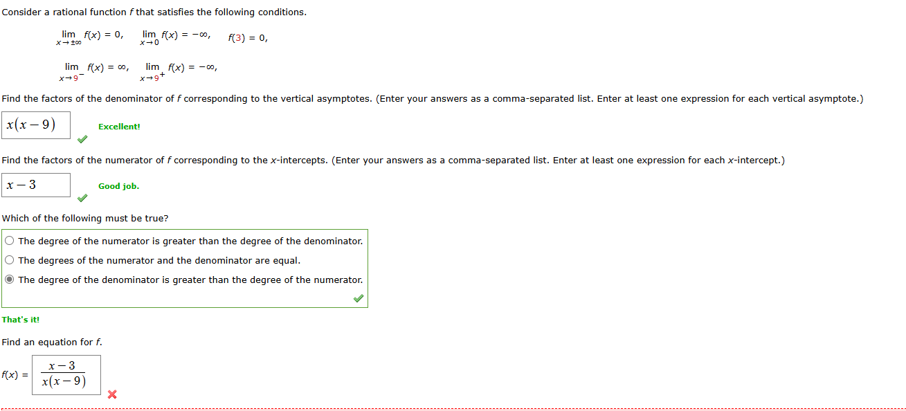 Consider a rational function f that satisfies the