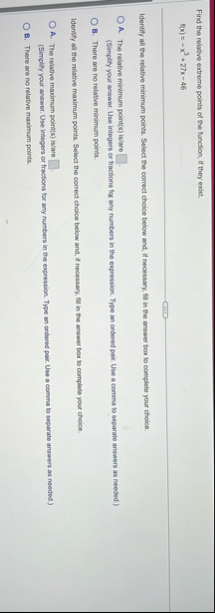 Find the relative extreme points of the function,