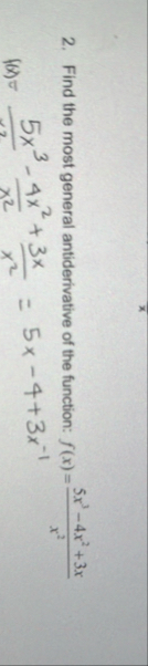 Find the most general antiderivative of the