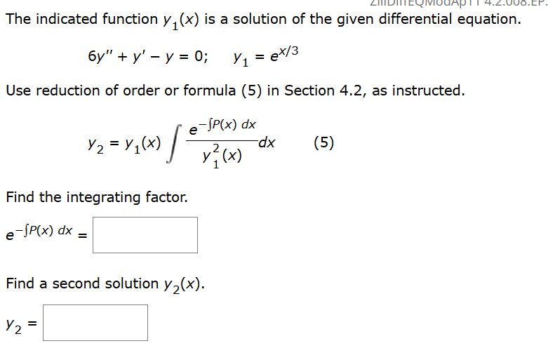 The indicated function y 1 ( x ) i s a solution o