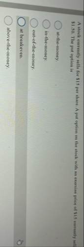 A stock eurrently sells for $ 1 5 per share. A