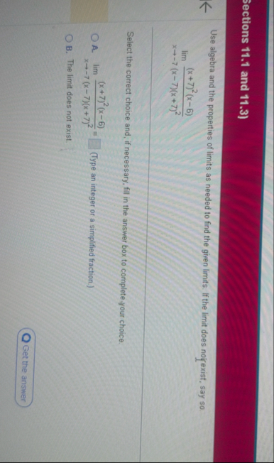 Sections 1 1 . 1 and 1 1 . 3 ) Use algebra and