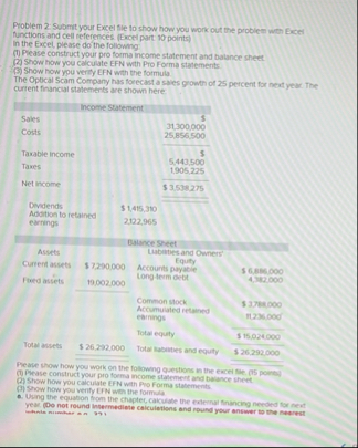 Problem 2 : Submit your Excel flue to show how