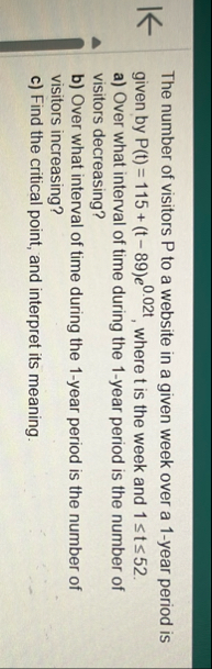 The number of visitors P to a website in a given