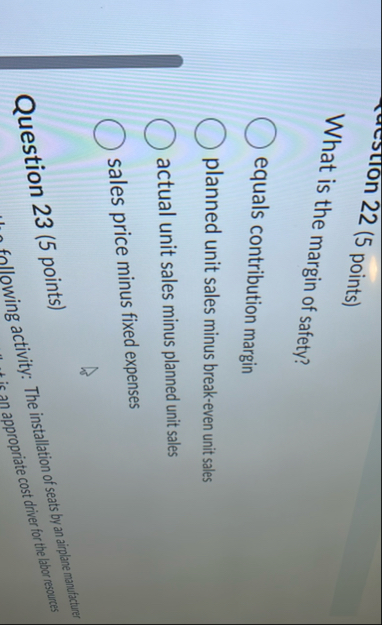 westion 2 2 ( 5 points ) What is the margin of