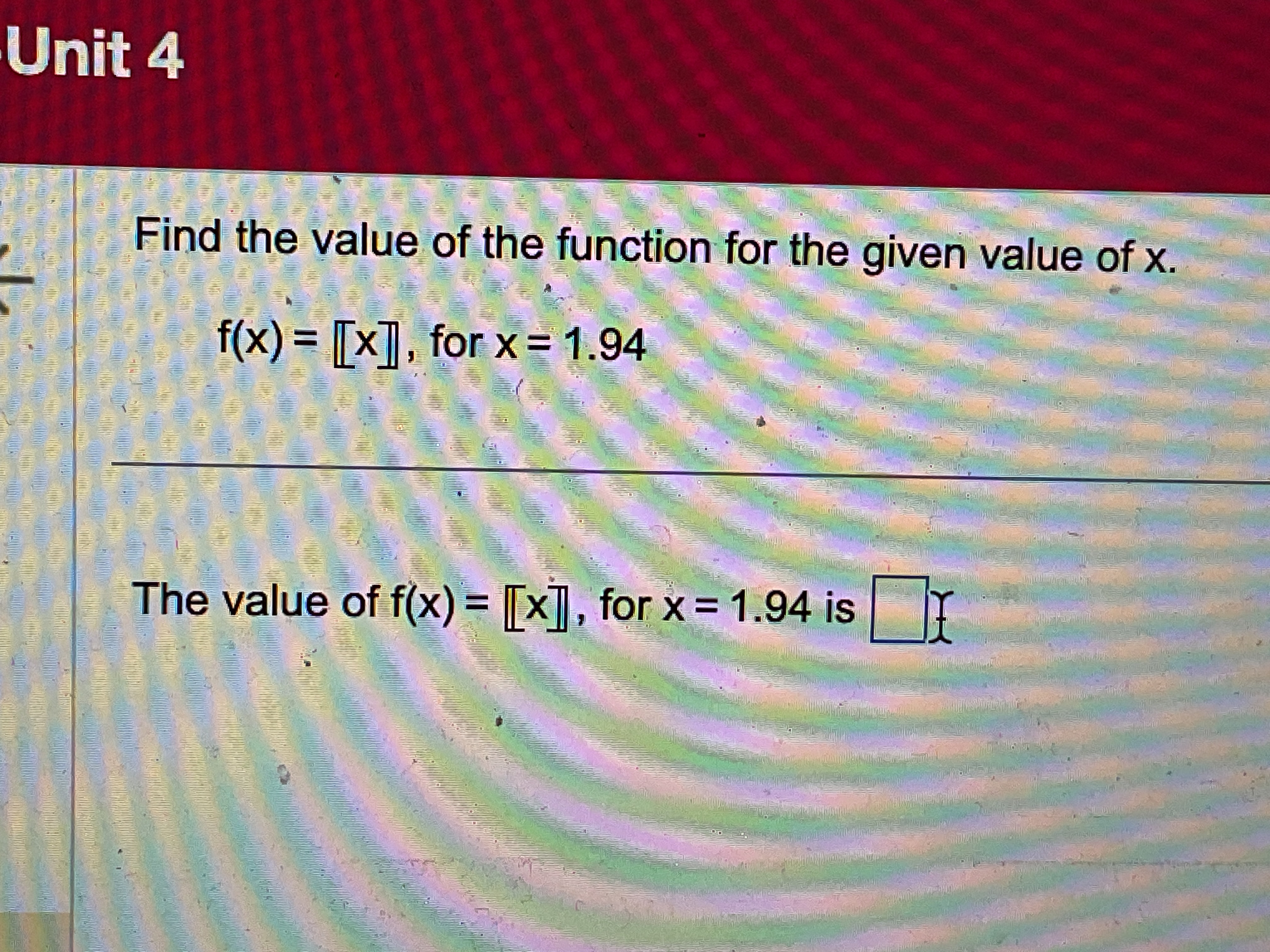 Find the value o f the function for the given
