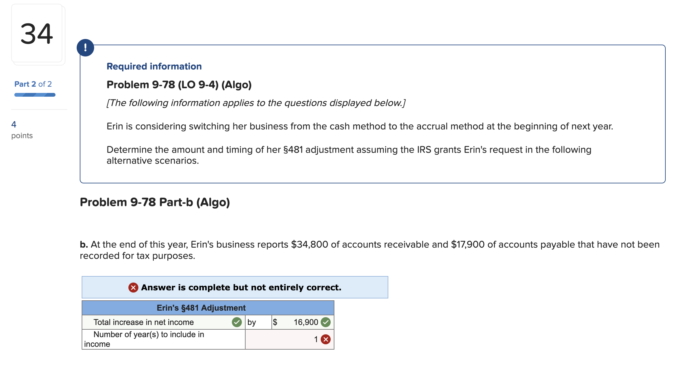 Required information Problem 9 - 7 8 ( LO 9 - 4 )