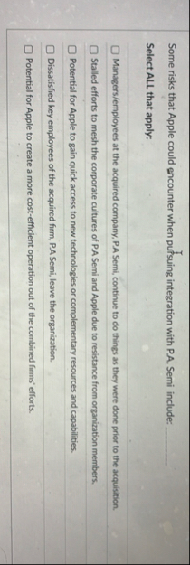 Some risks that Apple could encounter when