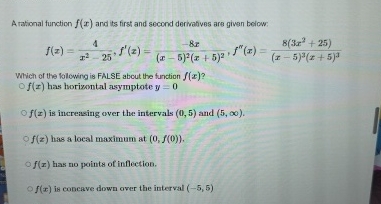 Arational function f ( x ) and its first and