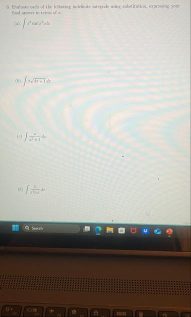 Evaluate each of the following indefinite