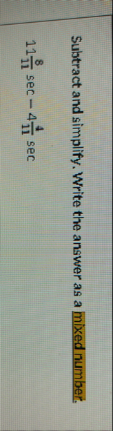 Subtract and simplify. Write the answer as a