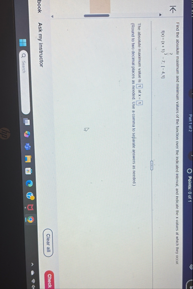 Part 1 of 2 Points: 0 of 1 Find the absolute