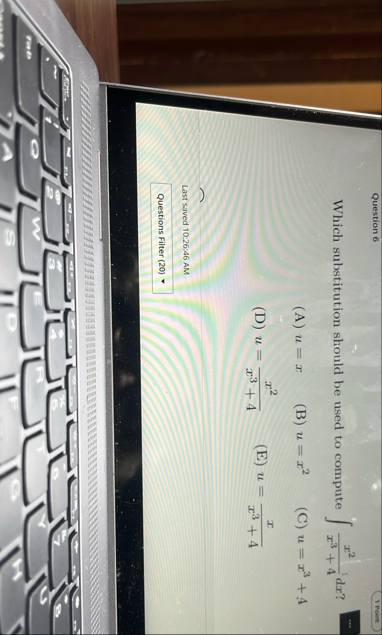 Question 6 1 Point Which substitution should be