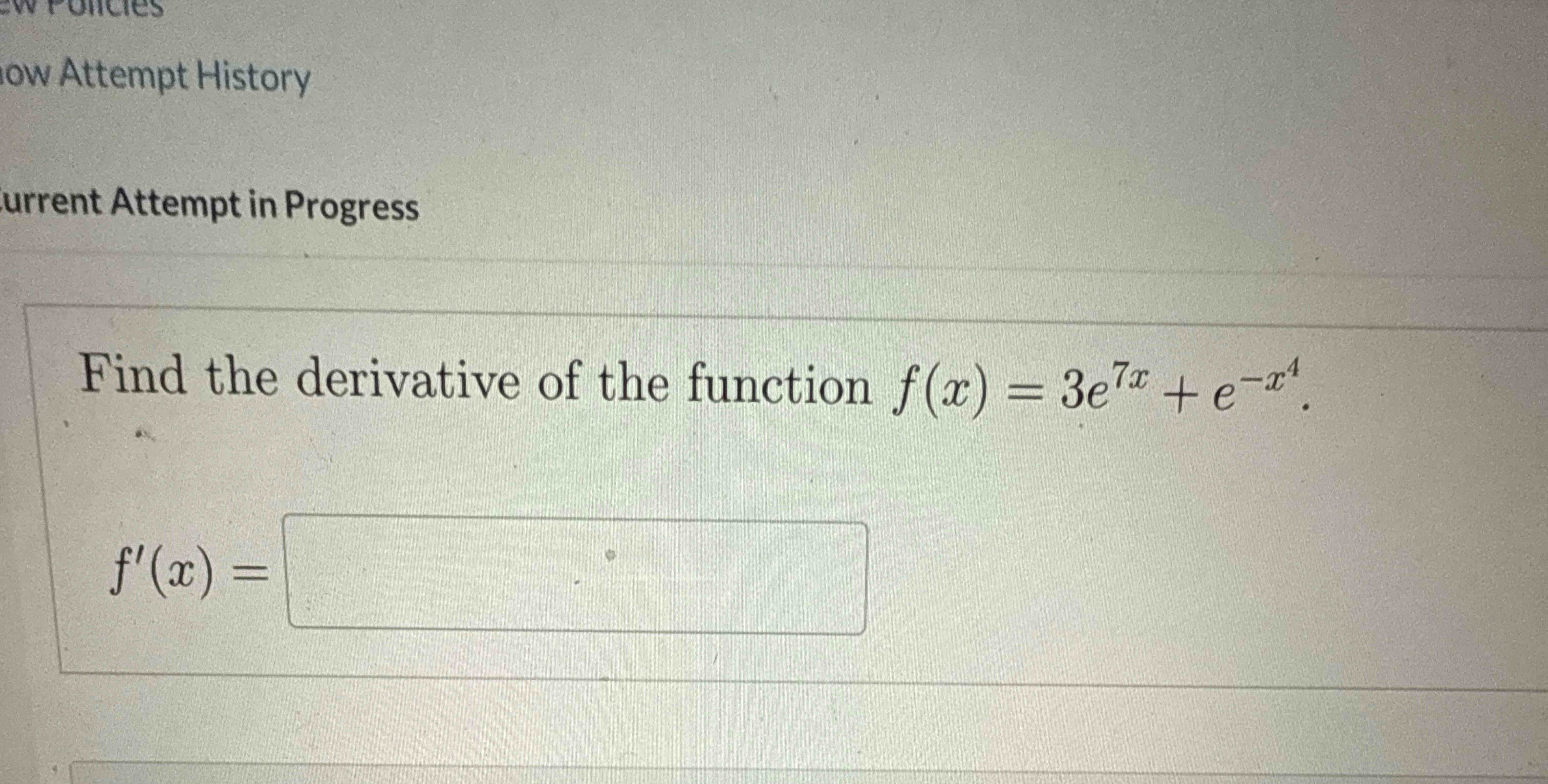 Find the derivative o f the function f ( x ) = 3