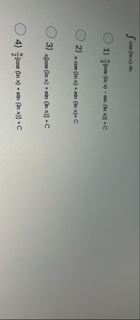 c o s ( l n x ) d x x 2 [ c o s ( l n x ) - s i n