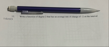 Write a functioe of degree 2 that has an average