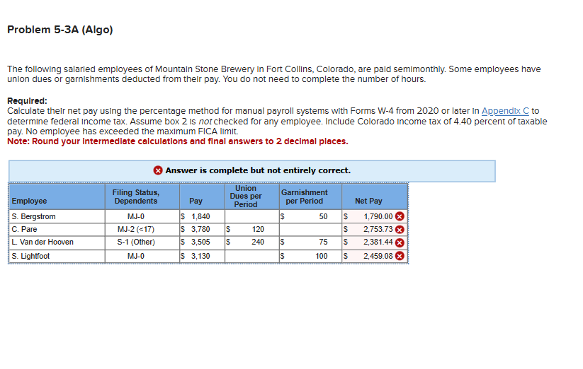 Problem 5 - 3 A ( Algo ) The following salarled