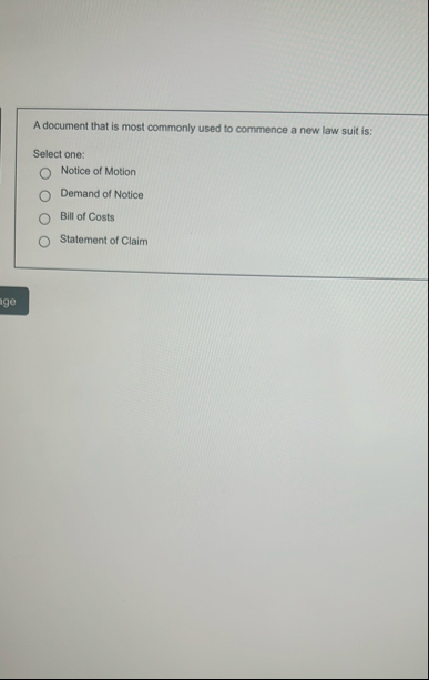 A document that is most commonly used to commence