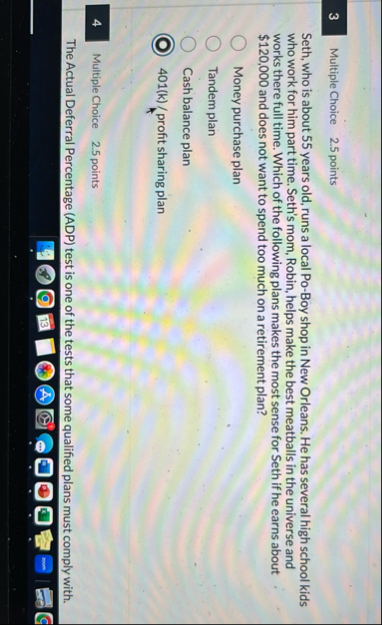 3 Multiple Choice 2 . 5 points Seth, who is about