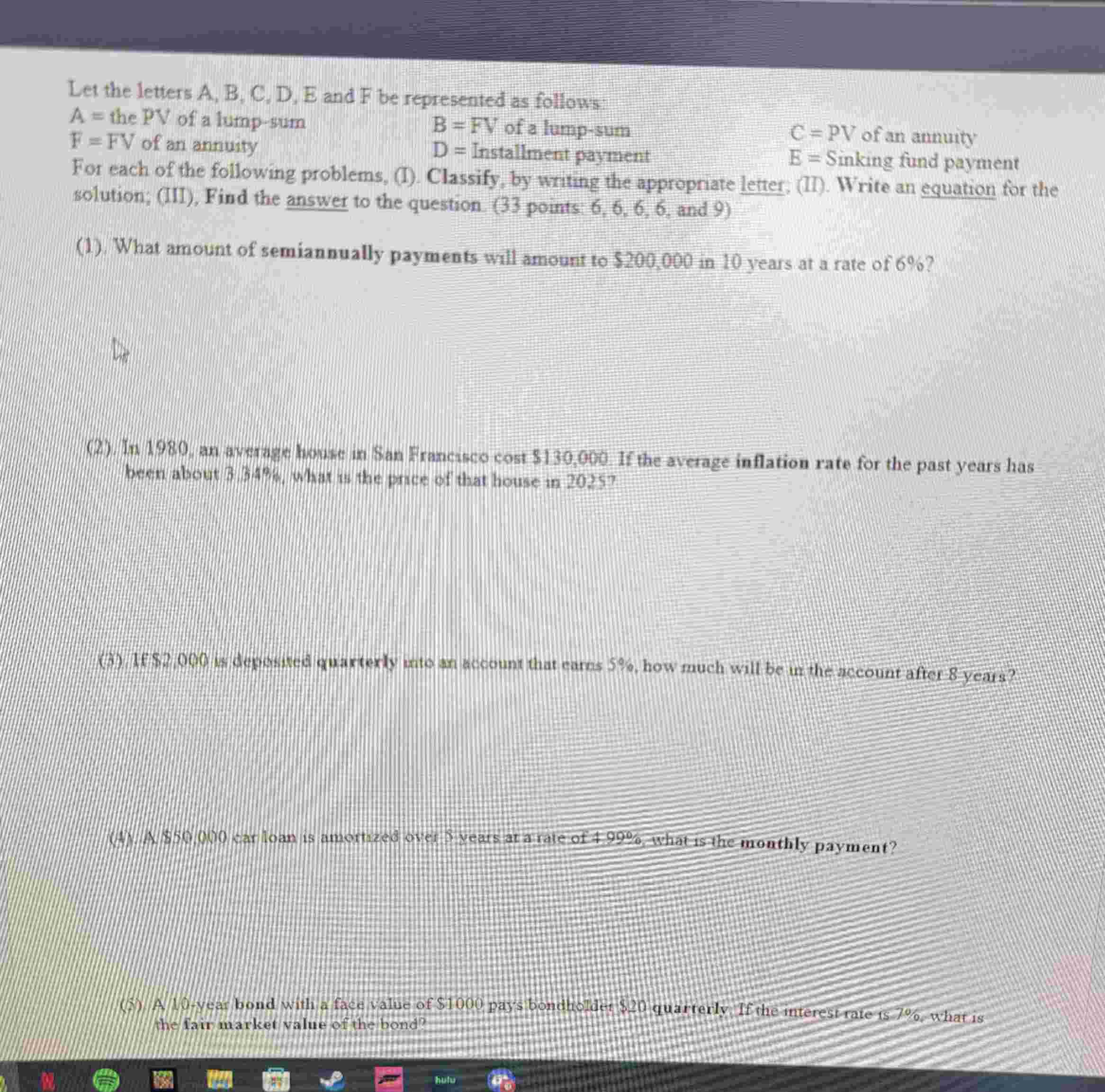 Let the letters A , B , C , D , E and F be