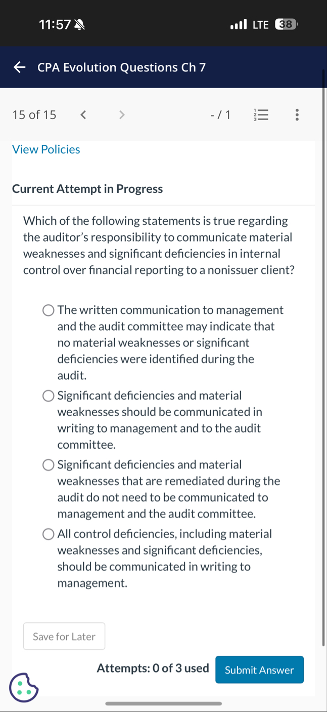 1 1 : 5 7 LTE 3 8 CPA Evolution Questions Ch 7 1