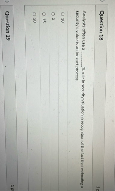 Question 1 8 Analysts often use a % rule in