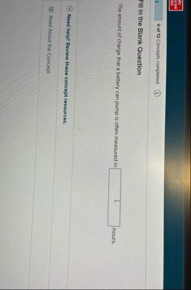 ? b a r ( M c ) graw till O of 1 2 Concepts