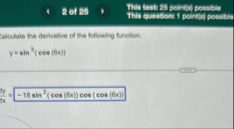 2 of 2 5 This test: 2 5 point ( o ) possible This