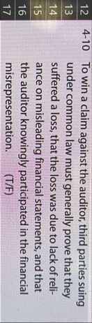 1 2 4 - 1 0 To win a claim against the auditor,