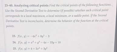 2 3 - 4 0 . Analyzing critical points Find the
