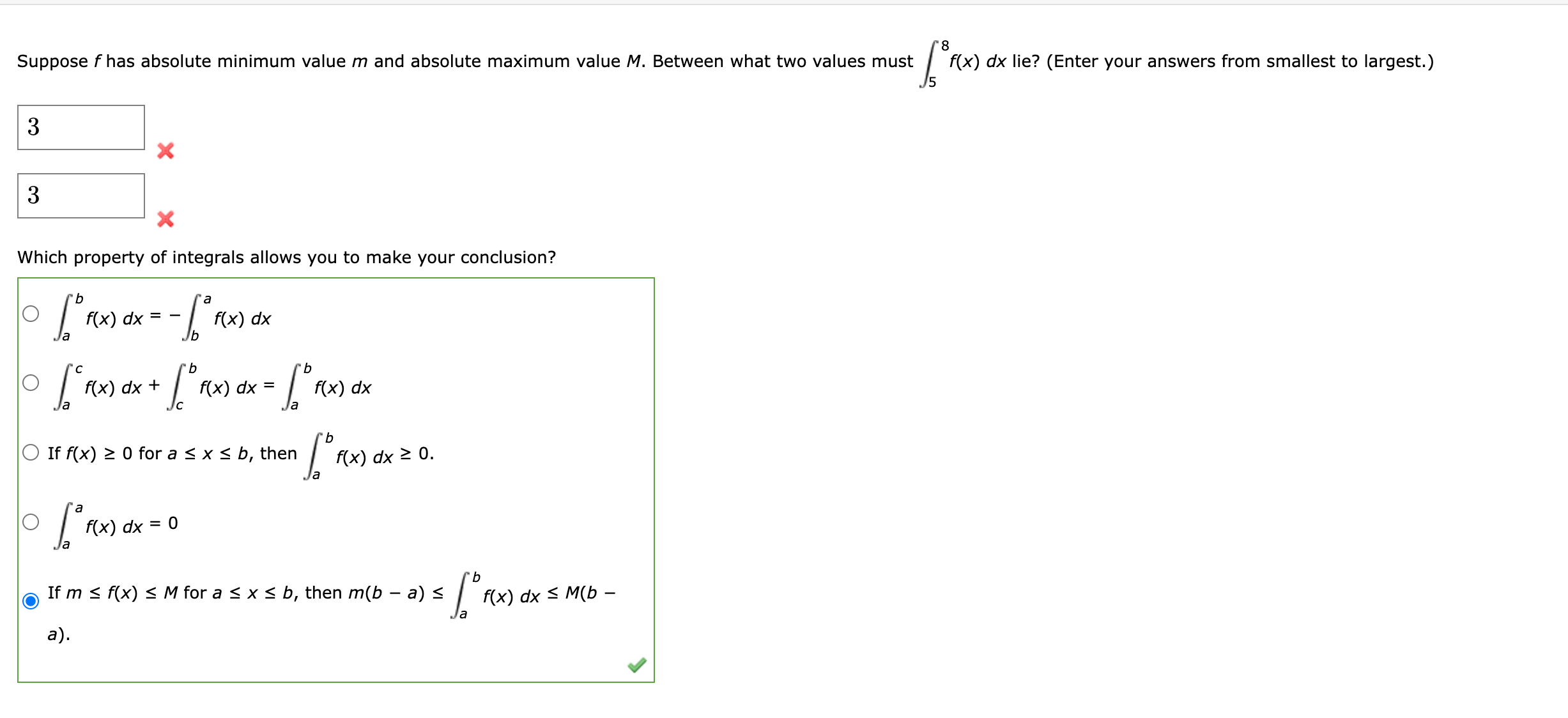 Which property o f integrals allows you t o make