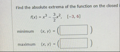Find the absolute extrema of the function on the