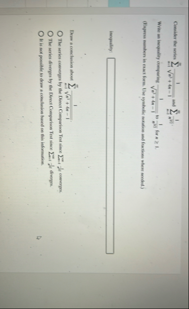 Consider the series n = 1 I n = 1 1 n n 2 Write