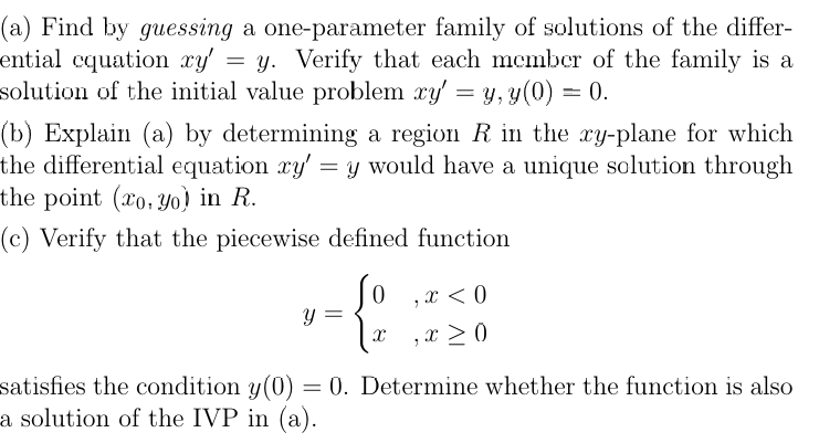 ( a ) Find b y guessing a one - parameter family
