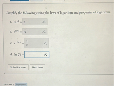 Simplify the followings using the laws of
